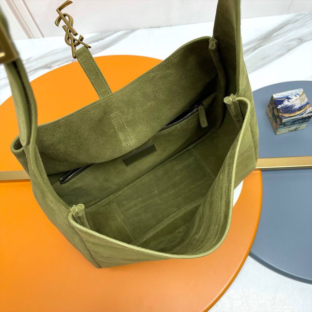 YSL LE 5 À 7 Supple Suede Large Shoulder Bag in Green - Replica Luxury Bags™