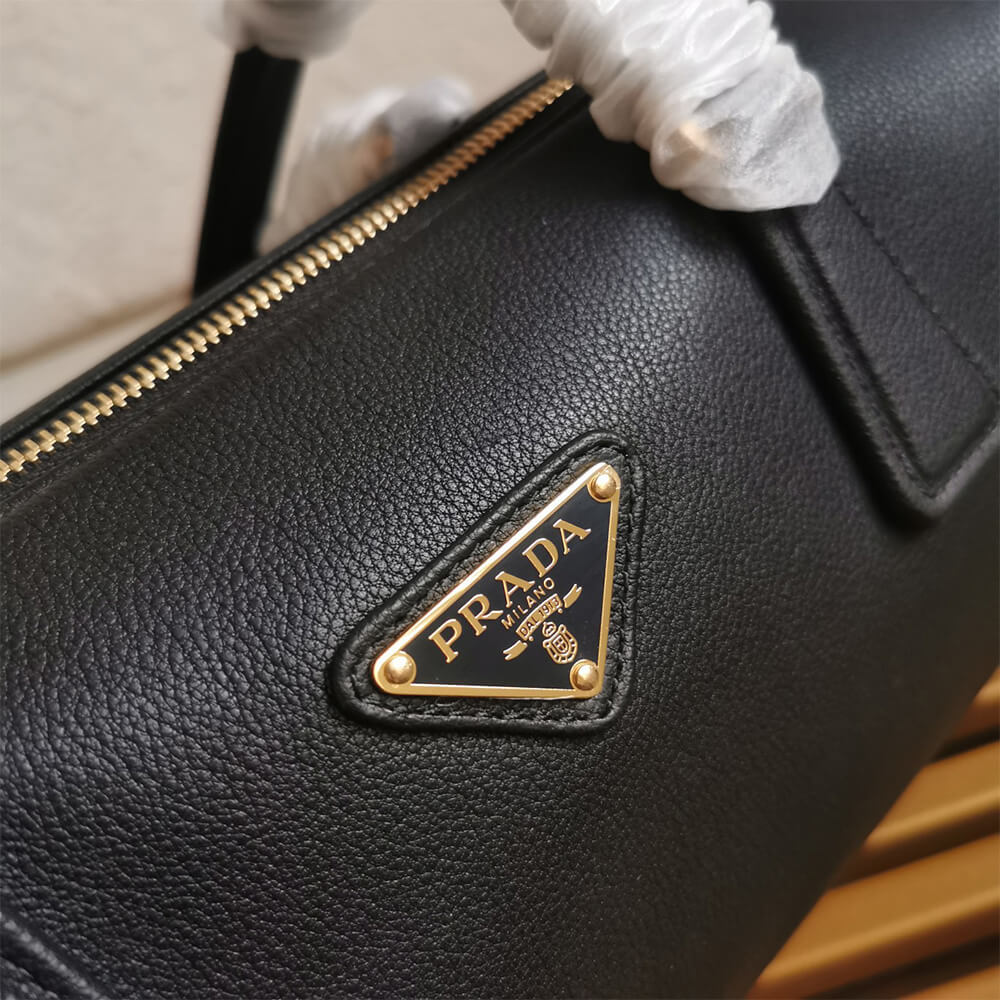 Prada Medium Leather Top Handle Bag with Padlock - Replica Luxury Bags™