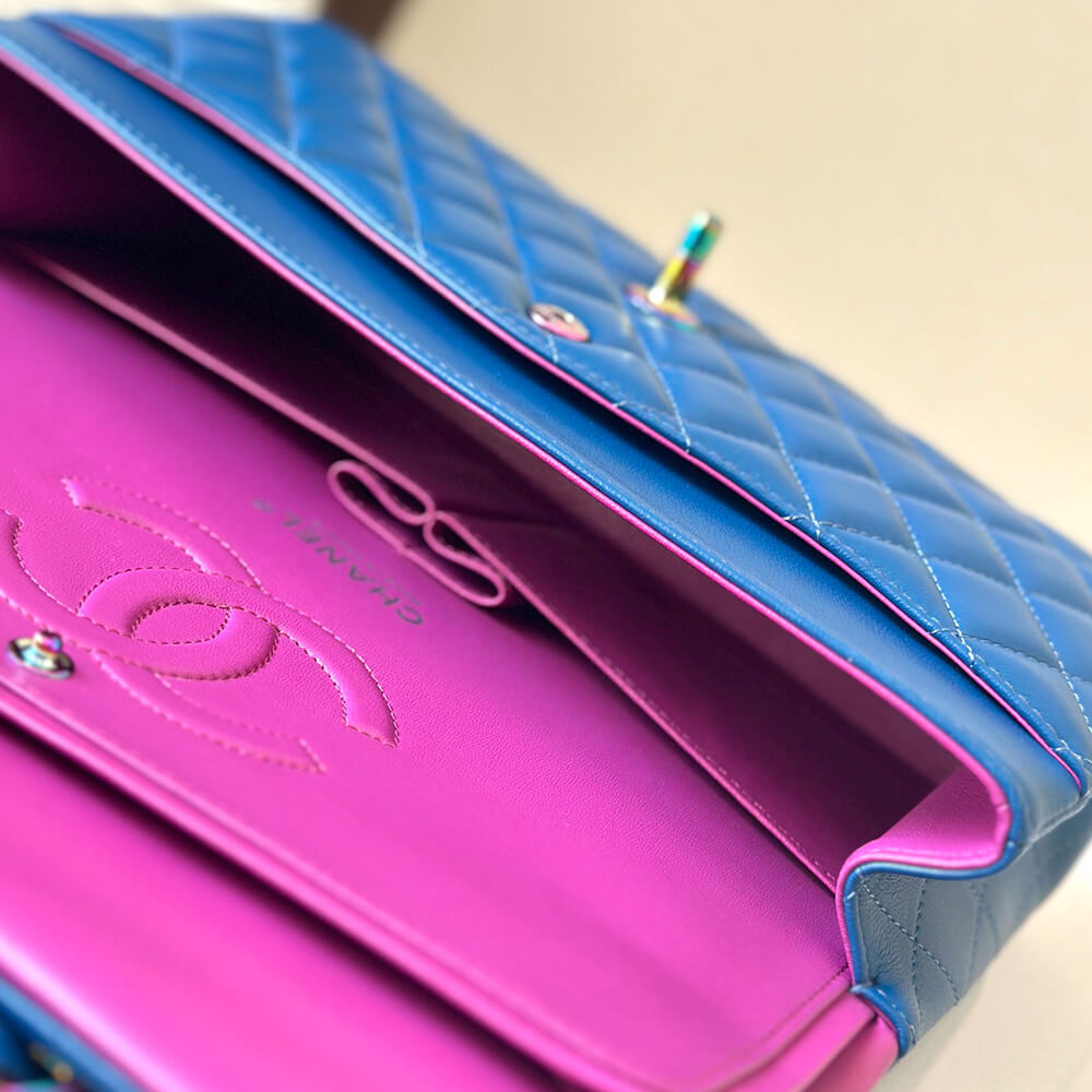 Chanel Classic Flap Handbag in Blue & Purple Color - Replica Luxury Bags™