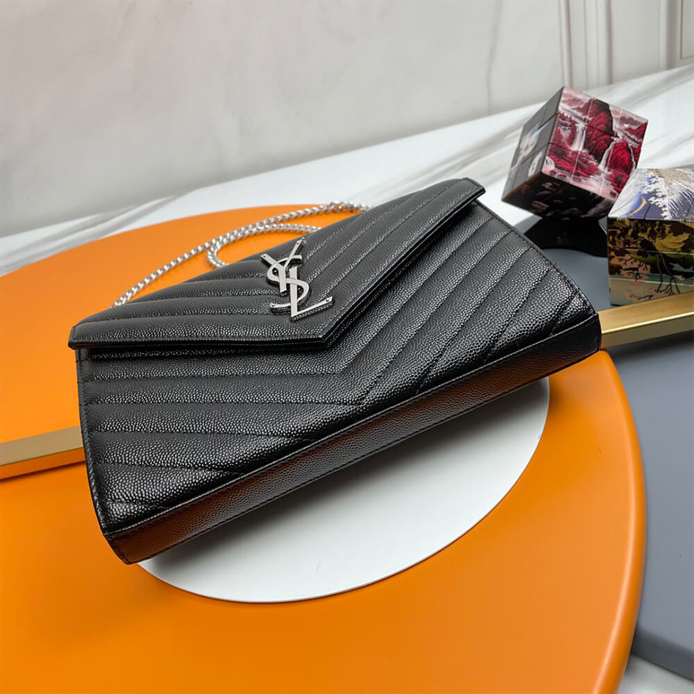 YSL Classic Cassandre Chain Wallet Bag in Grain De Poudre Leather - Replica Luxury Bags™