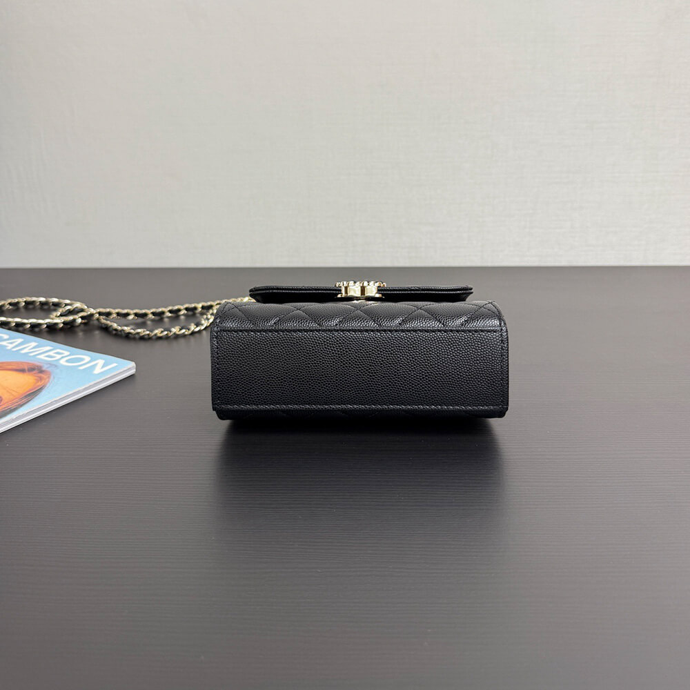 Chanel Clutch Bag in Black With Chain and Top Handle - Replica Luxury Bags™