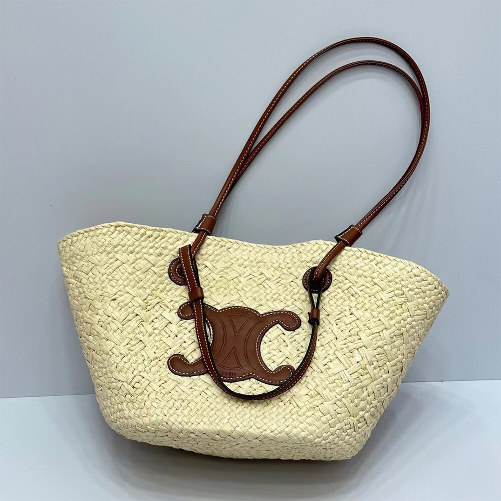 Celine Classic Raffia And Calfskin Tote Straw Bag - Replica Luxury Bags™