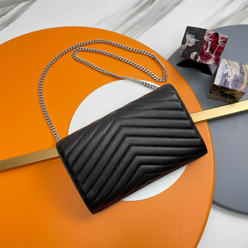 YSL Classic Cassandre Chain Wallet Bag in Grain De Poudre Leather - Replica Luxury Bags™