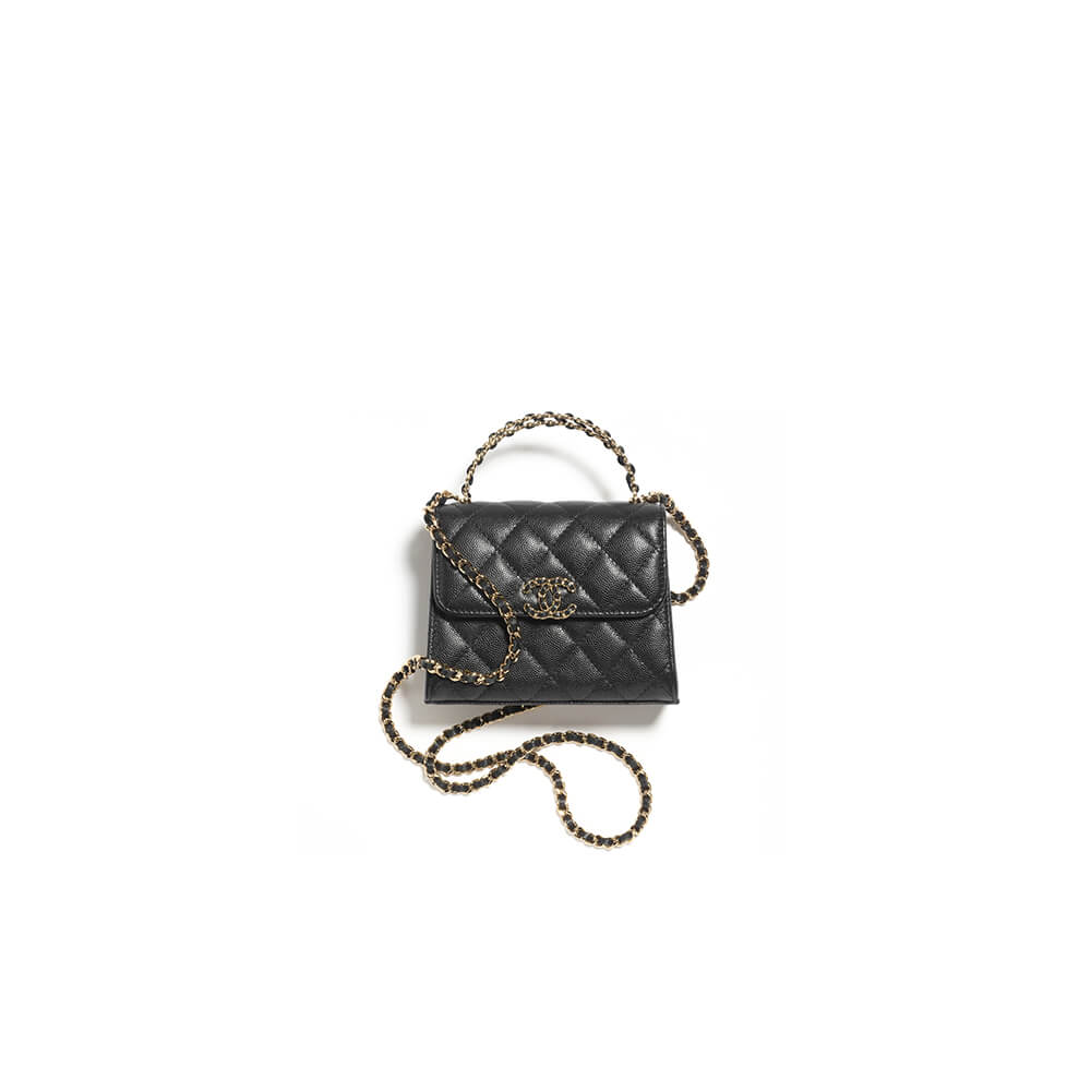 Chanel Clutch Bag in Black With Chain and Top Handle - Replica Luxury Bags™