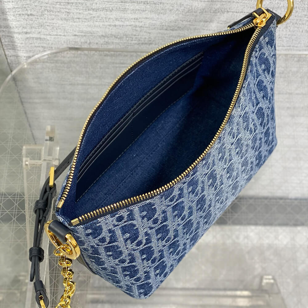 Dior Star Denim Hobo Bag with Chain - Replica Luxury Bags™
