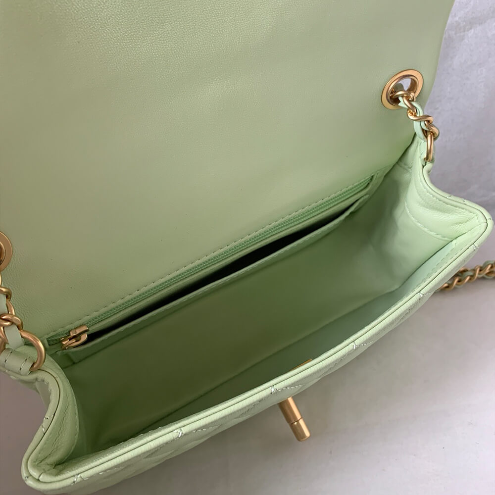 Chanel Pearl Crush Mini Rectangular Flap Bag in Light Green - Replica Luxury Bags™