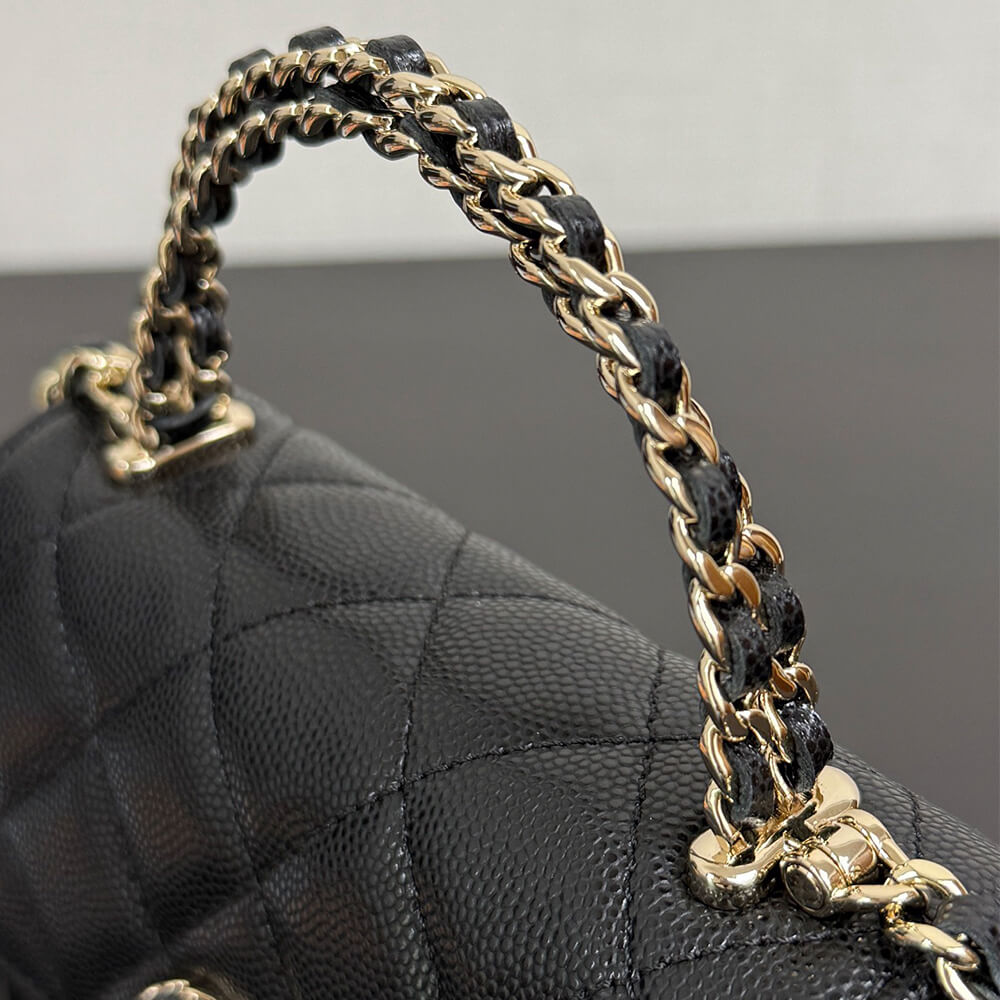 Chanel Clutch Bag in Black With Chain and Top Handle - Replica Luxury Bags™