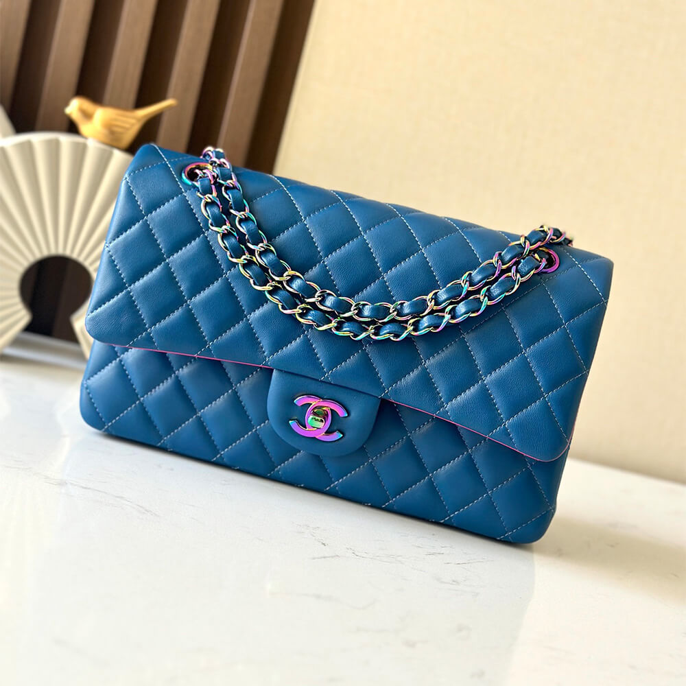 Chanel Classic Flap Handbag in Blue & Purple Color - Replica Luxury Bags™