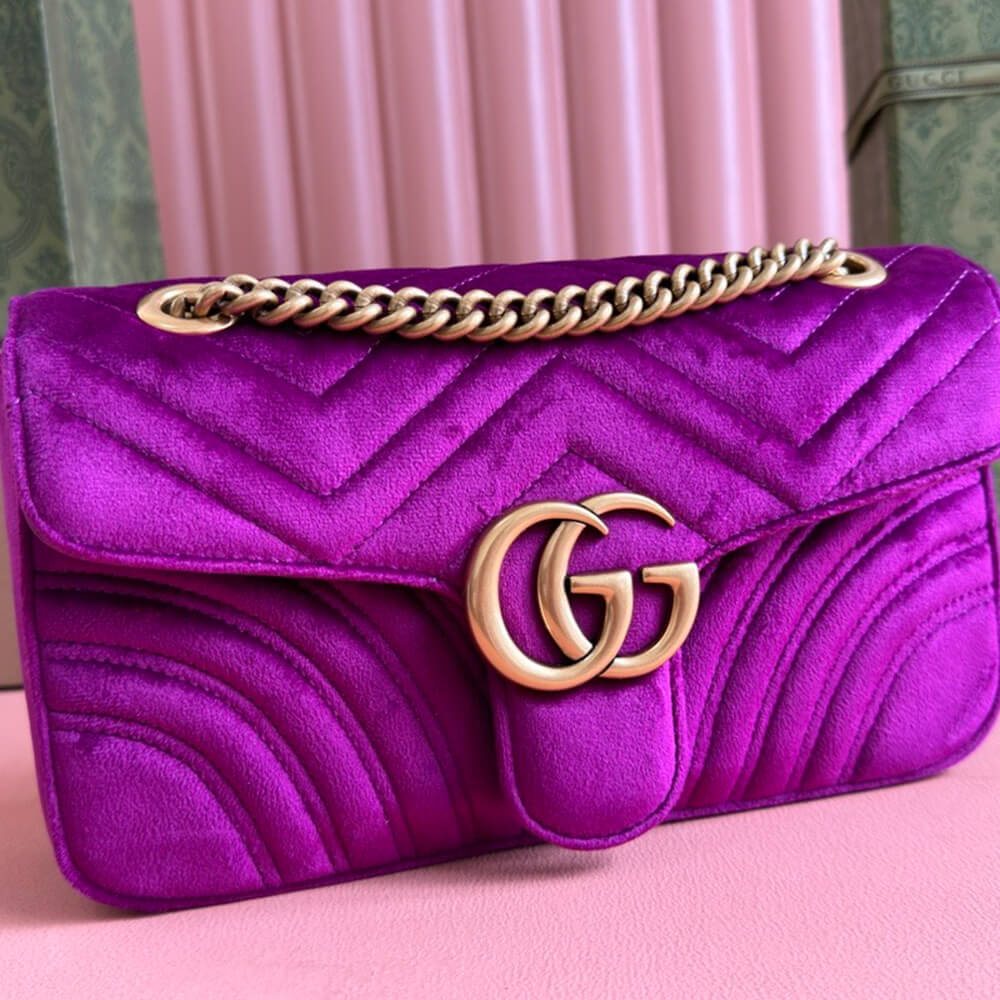 Gucci GG Velvet Small Marmont Shoulder Bag - Replica Luxury Bags™