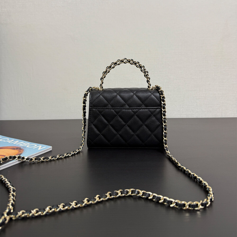Chanel Clutch Bag in Black With Chain and Top Handle - Replica Luxury Bags™