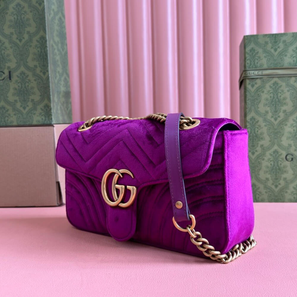 Gucci GG Velvet Small Marmont Shoulder Bag - Replica Luxury Bags™