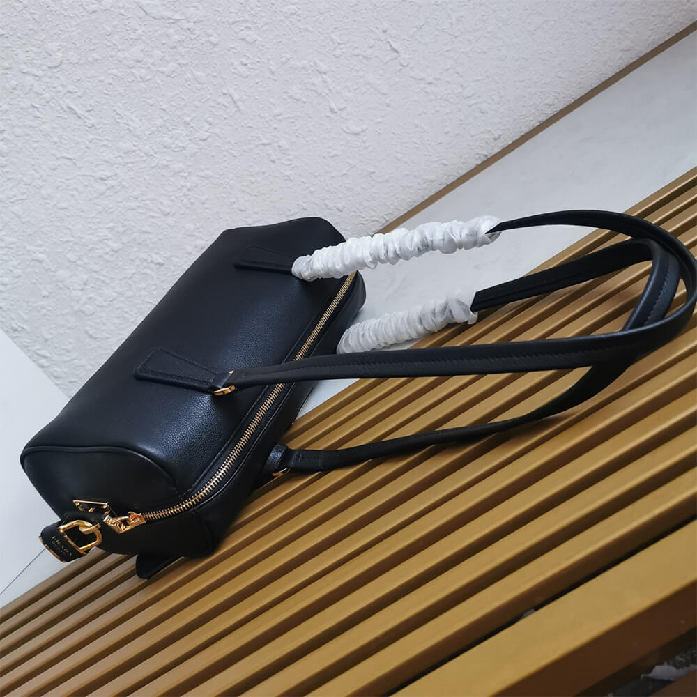 Prada Medium Leather Top Handle Bag with Padlock - Replica Luxury Bags™