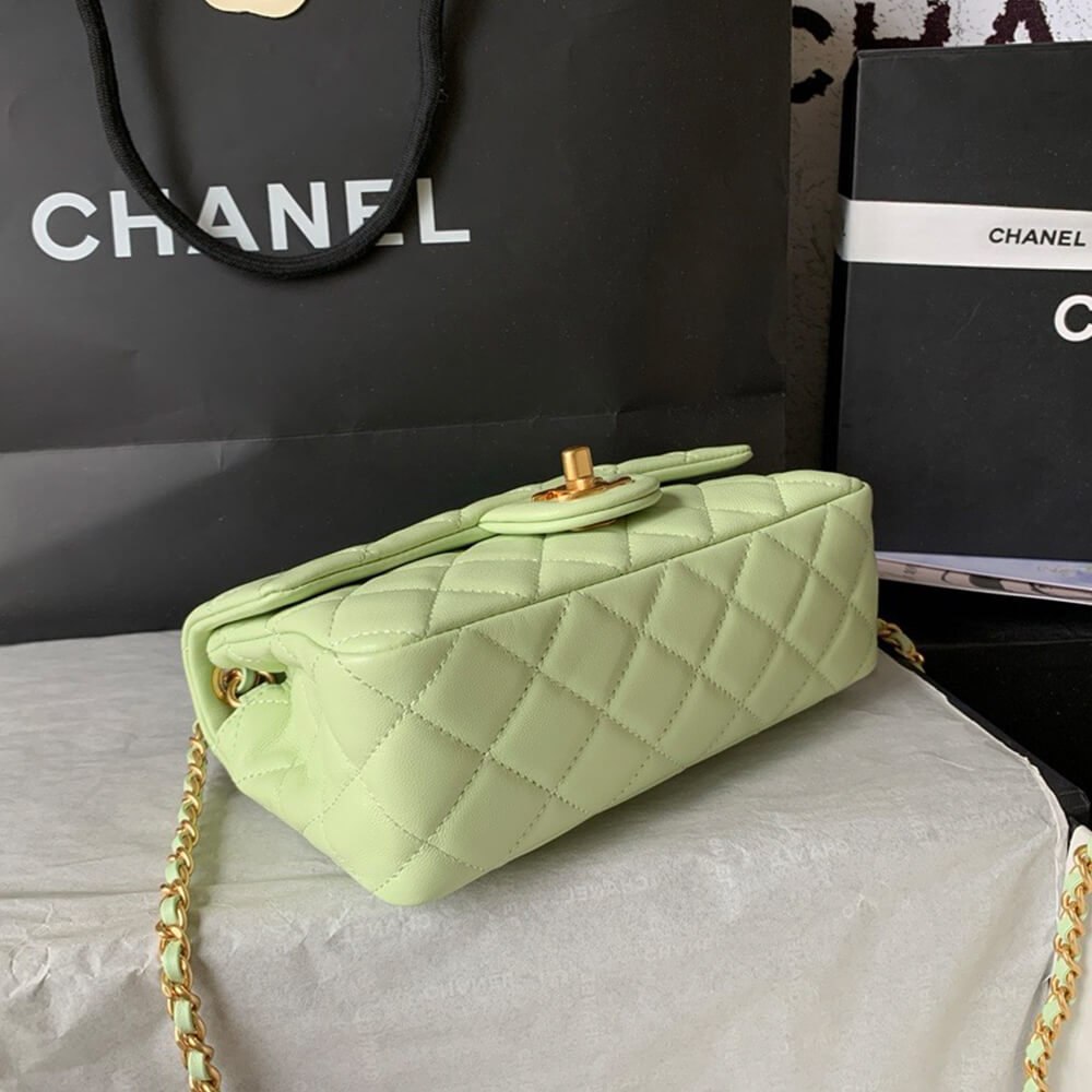 Chanel Pearl Crush Mini Rectangular Flap Bag in Light Green - Replica Luxury Bags™