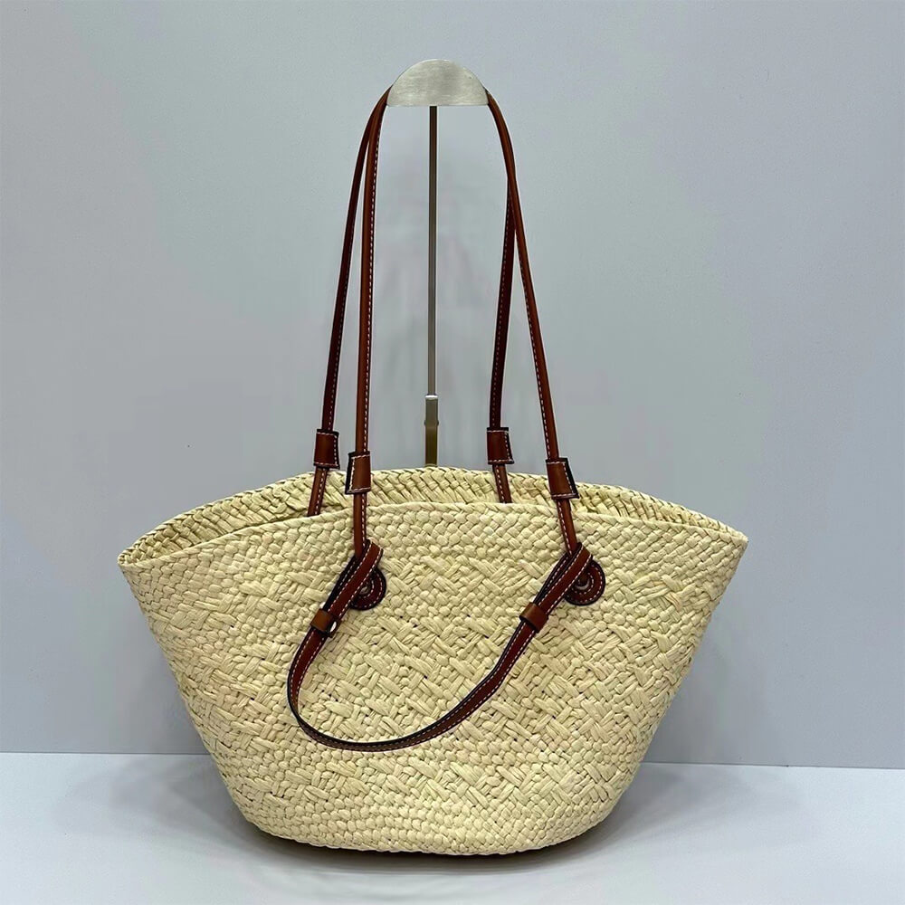 Celine Classic Raffia And Calfskin Tote Straw Bag - Replica Luxury Bags™