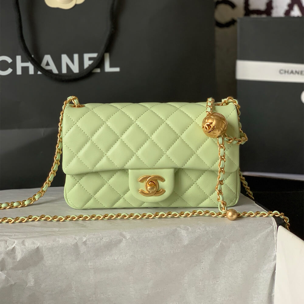 Chanel Pearl Crush Mini Rectangular Flap Bag in Light Green - Replica Luxury Bags™