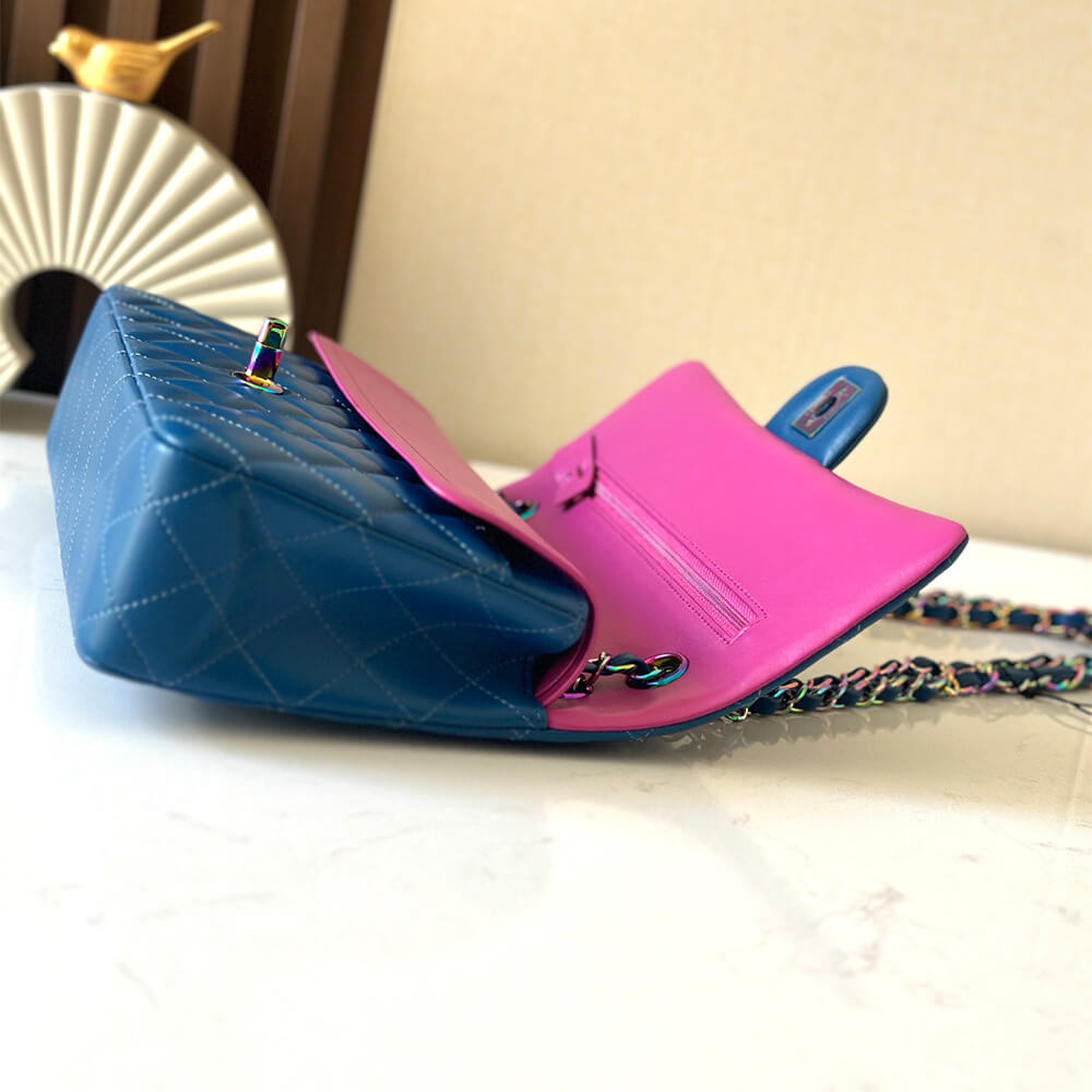 Chanel Classic Flap Handbag in Blue & Purple Color - Replica Luxury Bags™