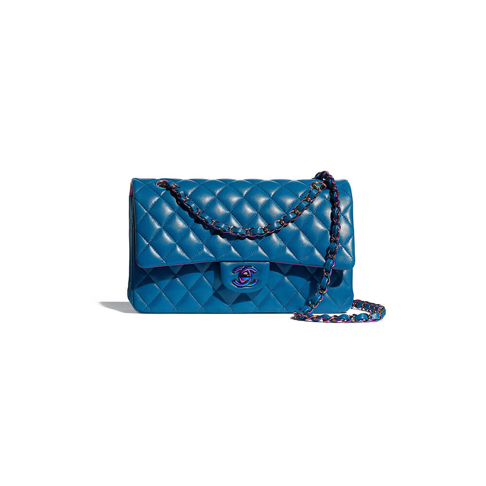 Chanel Classic Flap Handbag in Blue & Purple Color - Replica Luxury Bags™