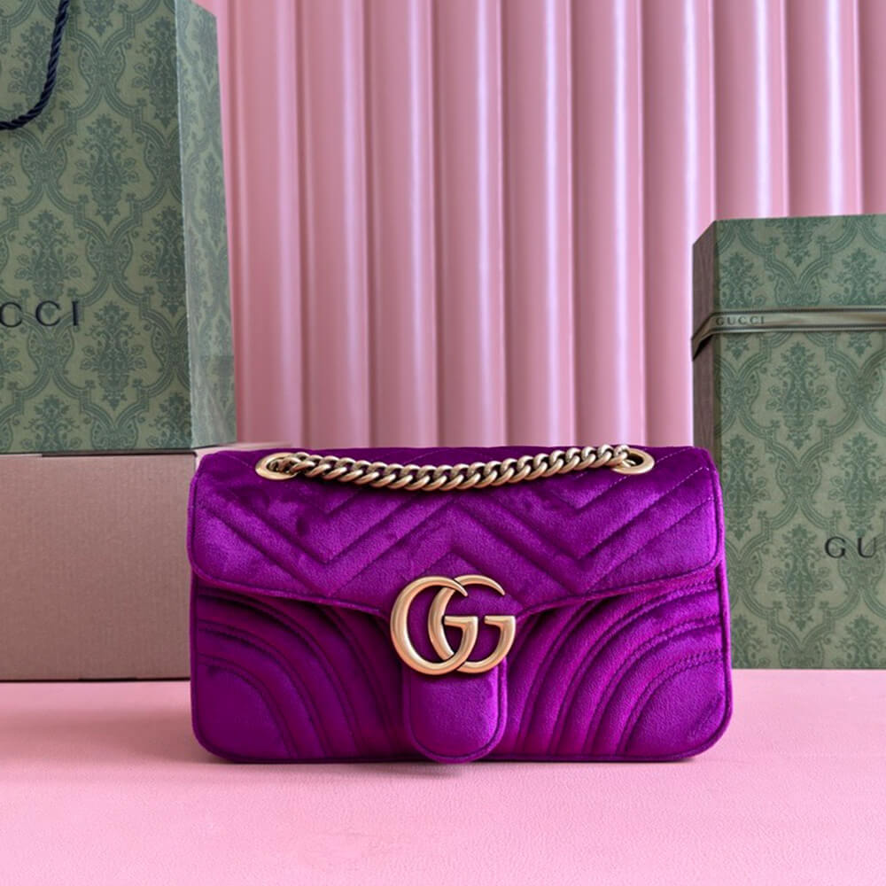 Gucci GG Velvet Small Marmont Shoulder Bag - Replica Luxury Bags™
