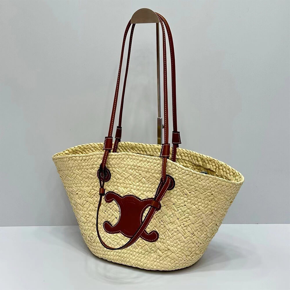 Celine Classic Raffia And Calfskin Tote Straw Bag - Replica Luxury Bags™