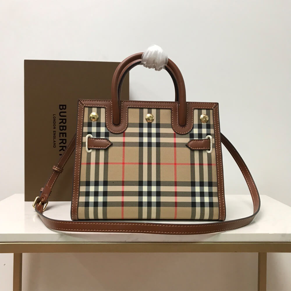 Burberry Mini Vintage Check Two Handle Title Bag - Replica Luxury Bags™