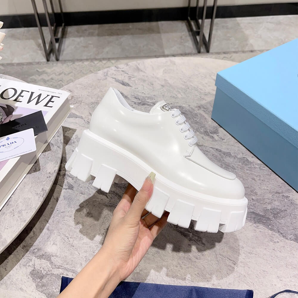 Prada Monolith brushed leather lace-up shoes Shoes - Replica Luxury Bags™