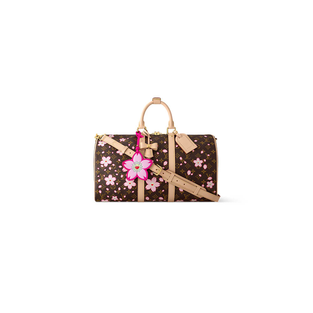 LV x TM Keepall Bandouliere 45 Cherry Blossom Bag - Replica Luxury Bags™