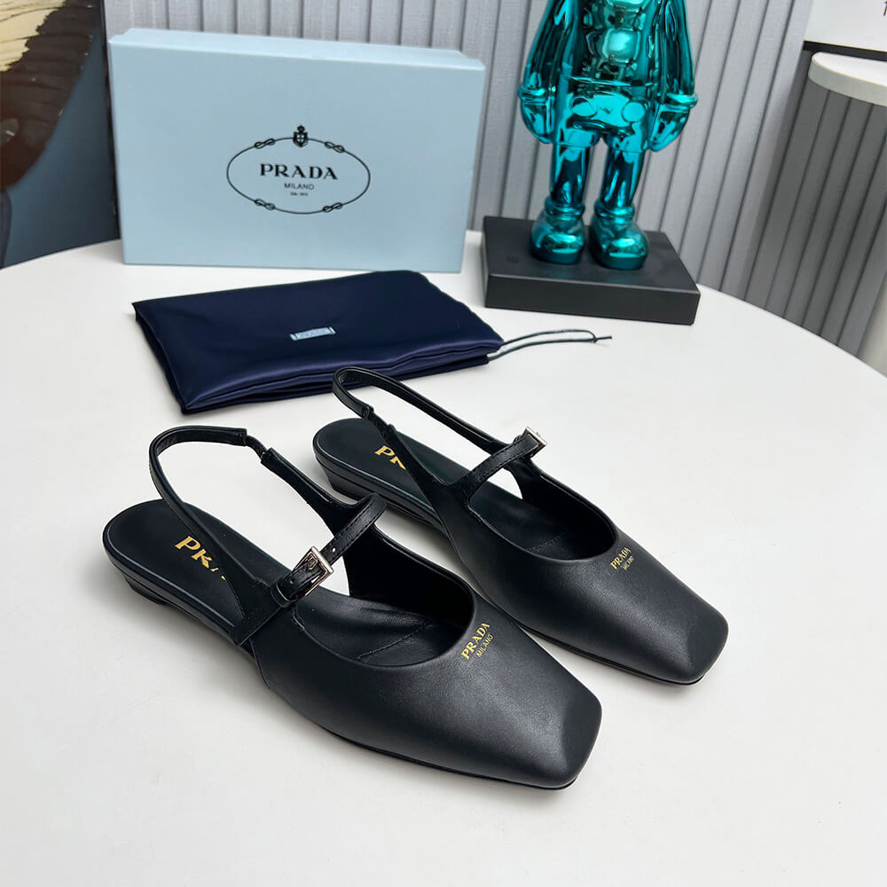Prada Leather Slingback Ballerinas Shoes - Replica Luxury Bags™