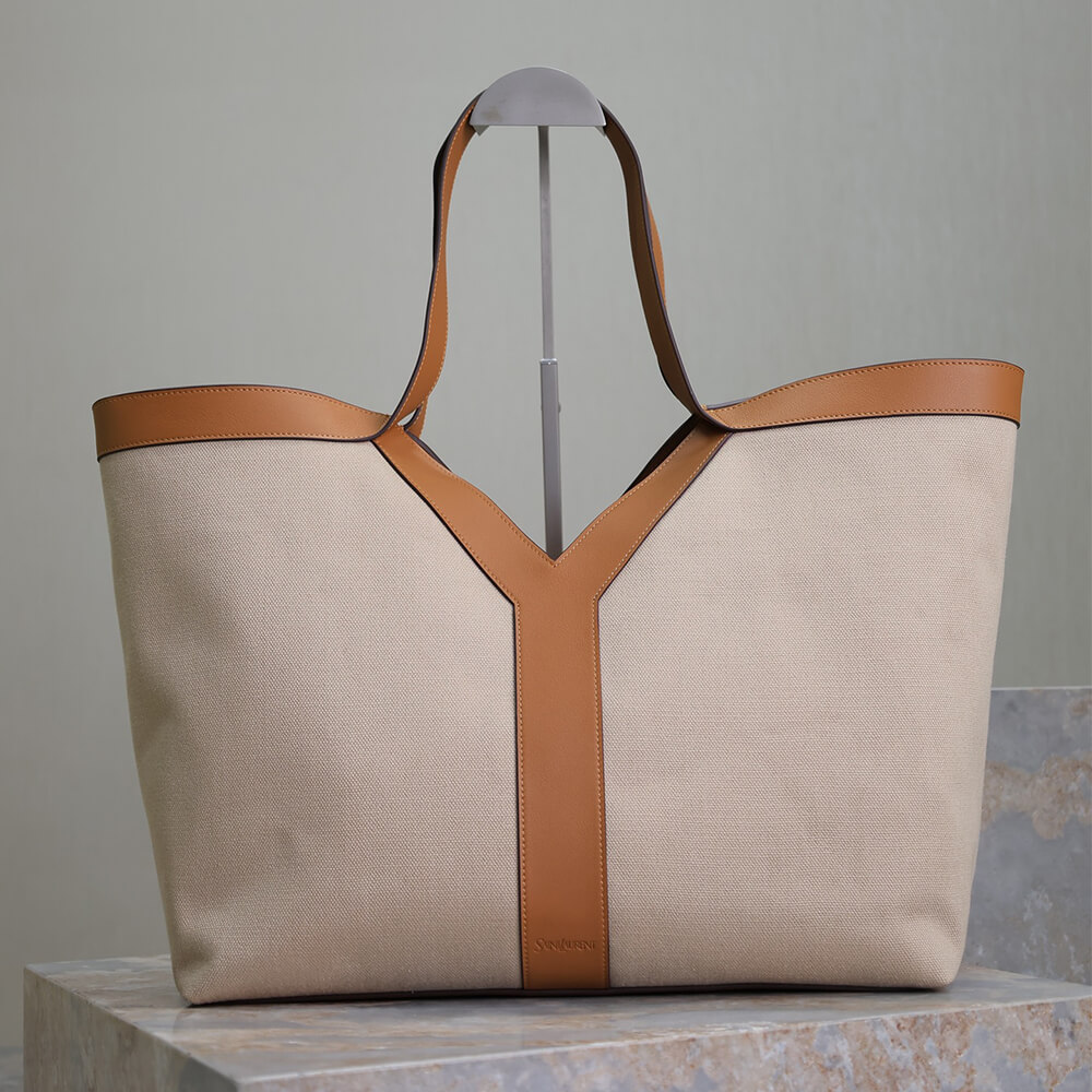 YSL Y Tote Bag in Canvas and Leather - Replica Luxury Bags™