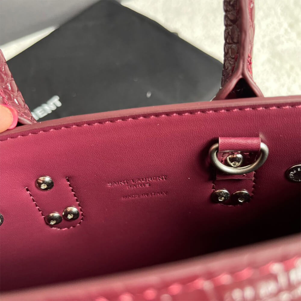 YSL Sac De Jour Nano Bag in Embossed Crocodile Shiny Leather - Replica Luxury Bags™