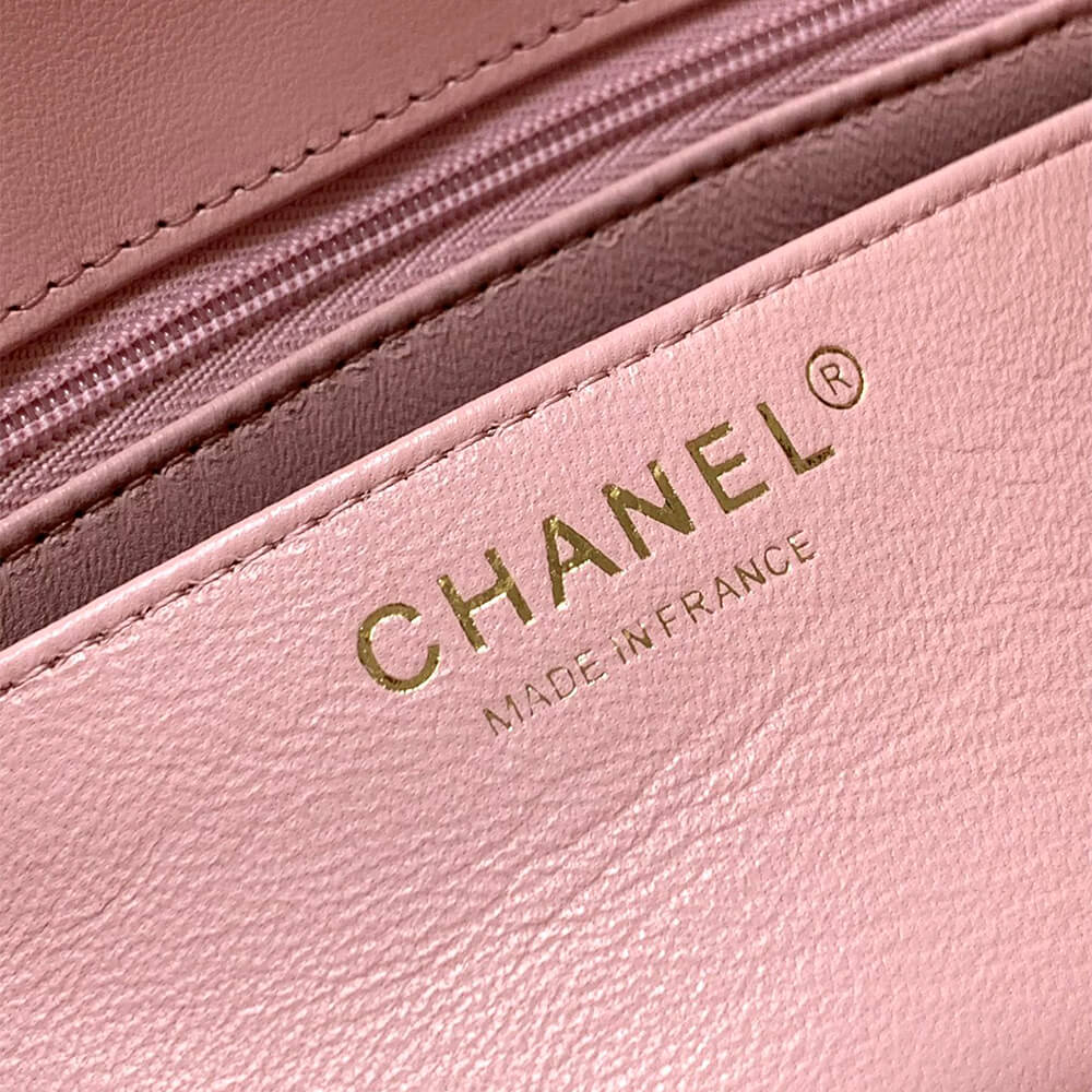 Chanel Mini Flap Bag with Top Handle in Pink - Replica Luxury Bags™