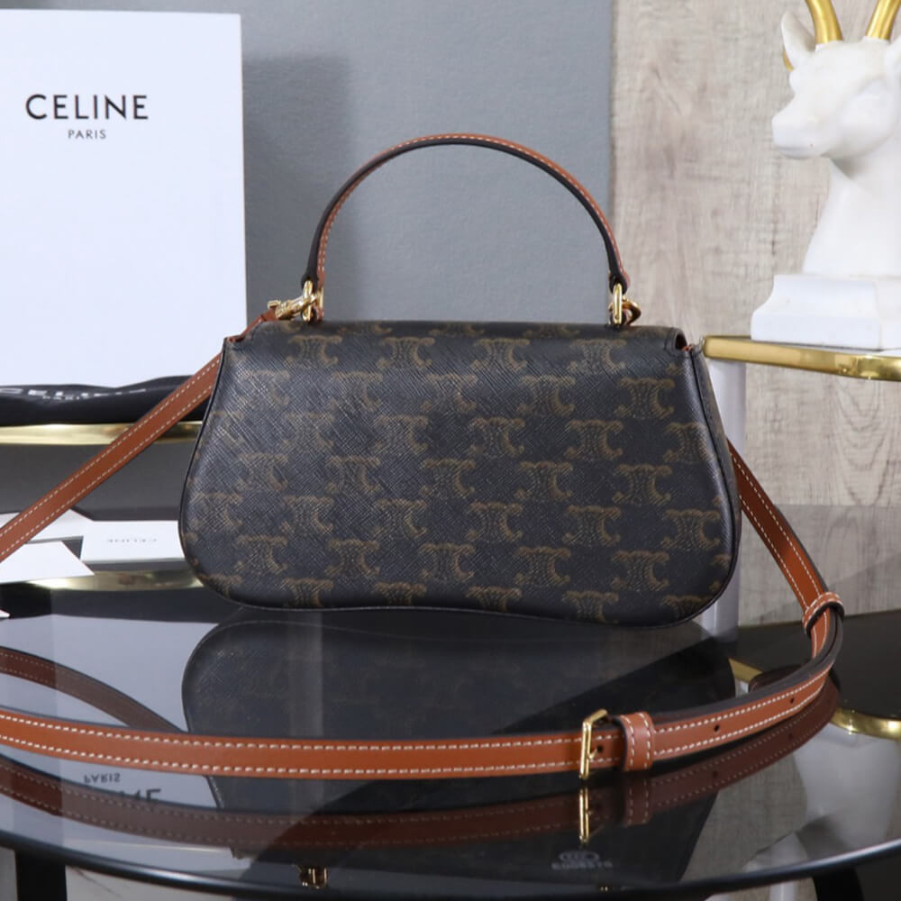 Teen Celine Lola Bag in Triomphe Canvas And Calfskin - Replica Luxury Bags™