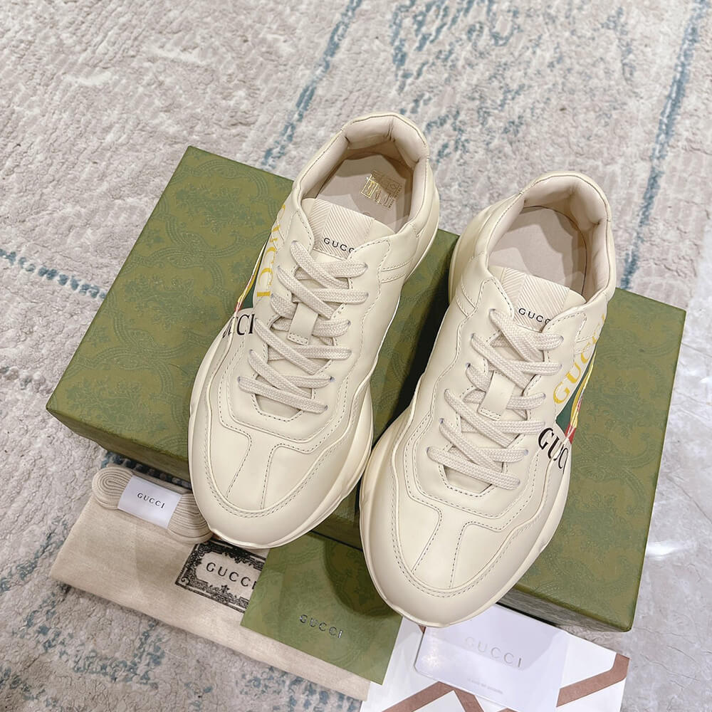 Rhyton Gucci logo leather sneaker Shoes - Replica Luxury Bags™