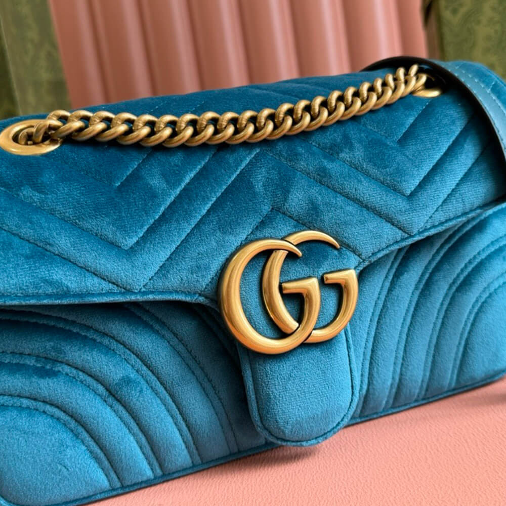 Gucci GG Velvet Small Marmont Shoulder Bag - Replica Luxury Bags™