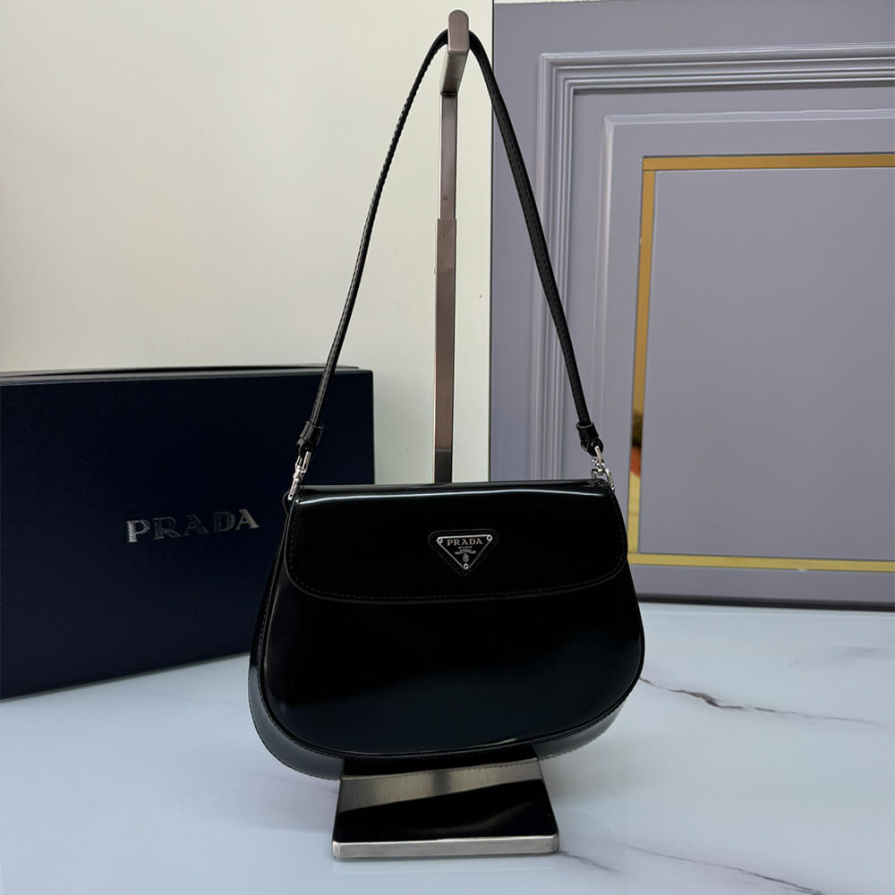 Small Prada Cleo Brushed Leather Shoulder Bag with Flap - Replica Luxury Bags™