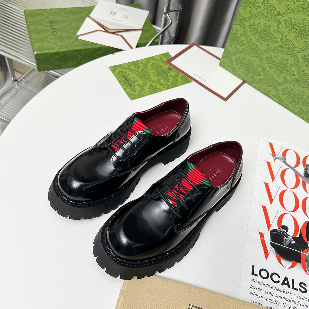 Gucci Women s lace-up with Web Shoes - Replica Luxury Bags™