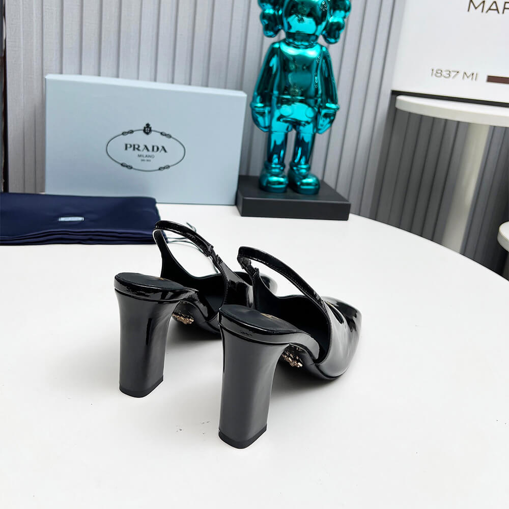 Prada Patent Leather Slingback Pumps 85 mm Shoes - Replica Luxury Bags™