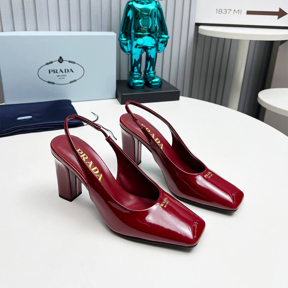 Prada Patent Leather Slingback Pumps 85 mm Shoes - Replica Luxury Bags™