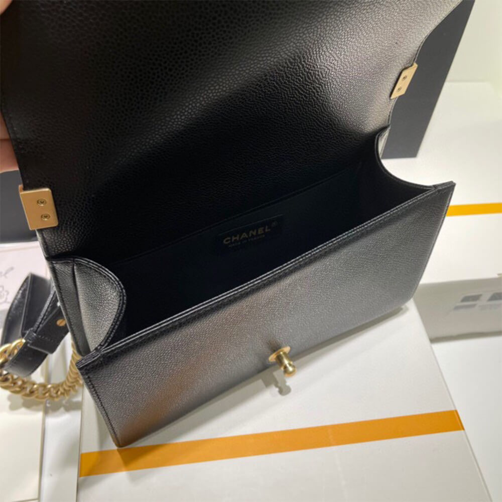 Boy Chanel Handbag in Black Caviar and Gold Hardware - Replica Luxury Bags™