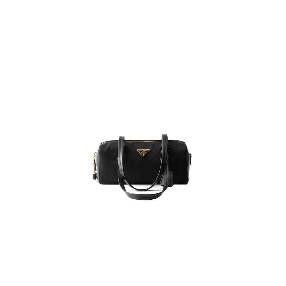 Prada Re-Nylon And Leather Medium Top-Handle Bag With Padlock - Replica Luxury Bags™