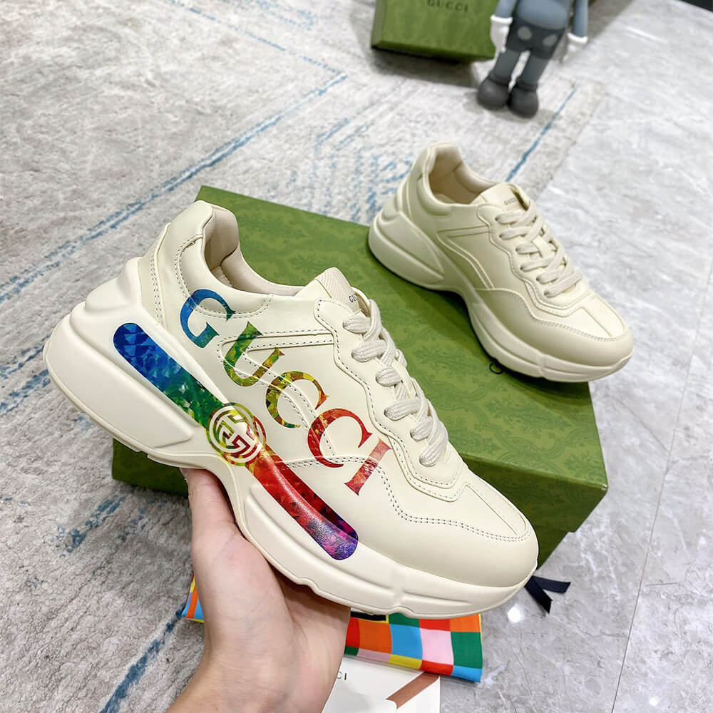 Rhyton sneaker with Gucci print Shoes - Replica Luxury Bags™