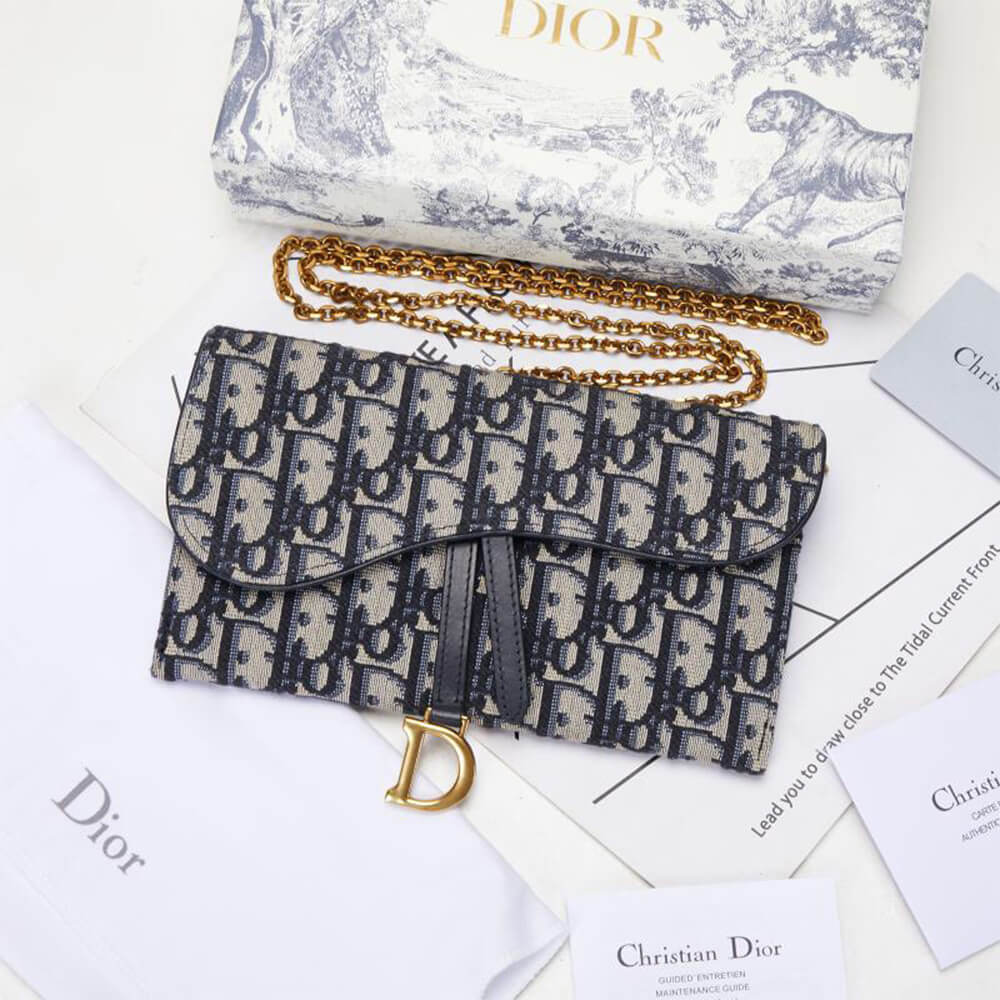 Dior Bag Long Saddle Wallet With Chain - Replica Luxury Bags™