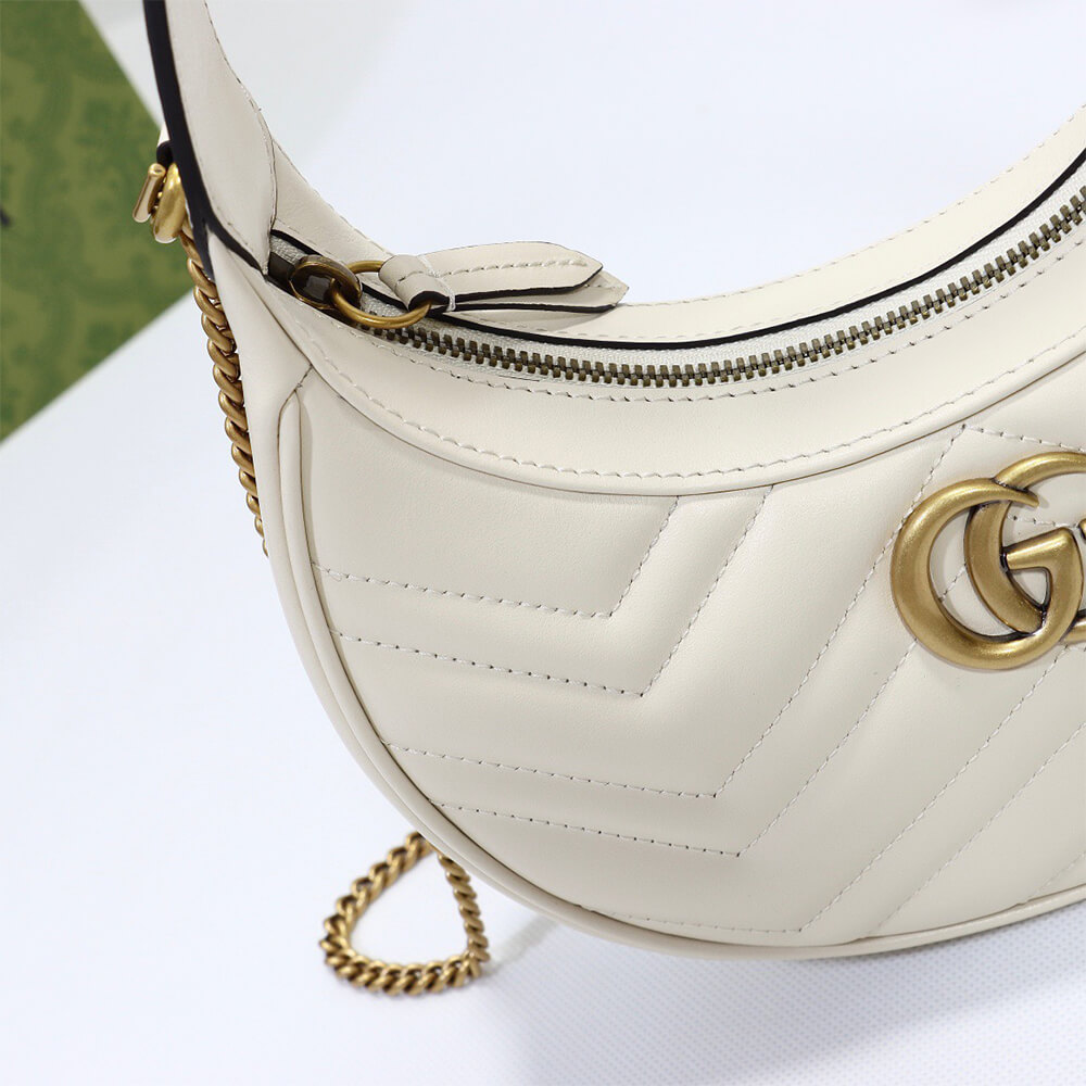 Gucci GG Marmont Half-moon-shaped Mini Bag in White - Replica Luxury Bags™