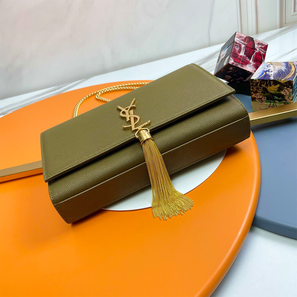 YSL Kate Medium Tassel Bag in Grain De Poudre Embossed Leather - Replica Luxury Bags™