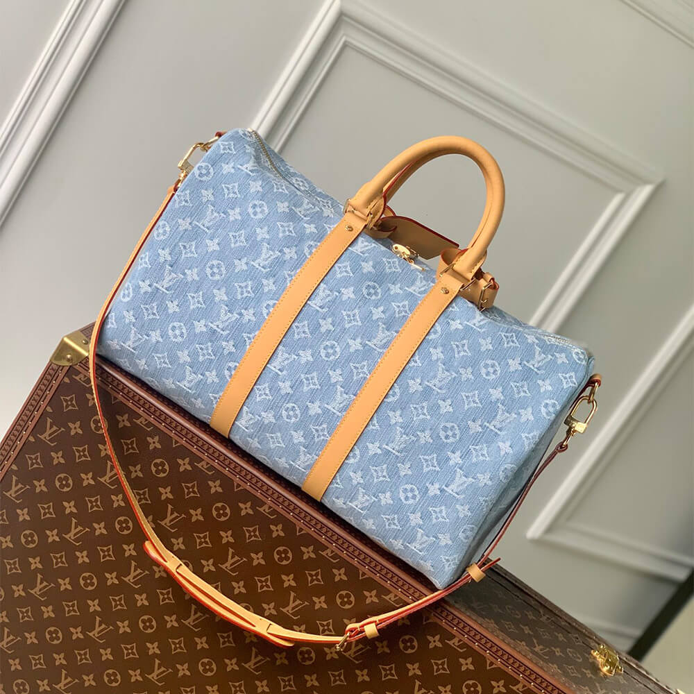 LV Keepall Bandouliere 45 Denim Bag - Replica Luxury Bags™