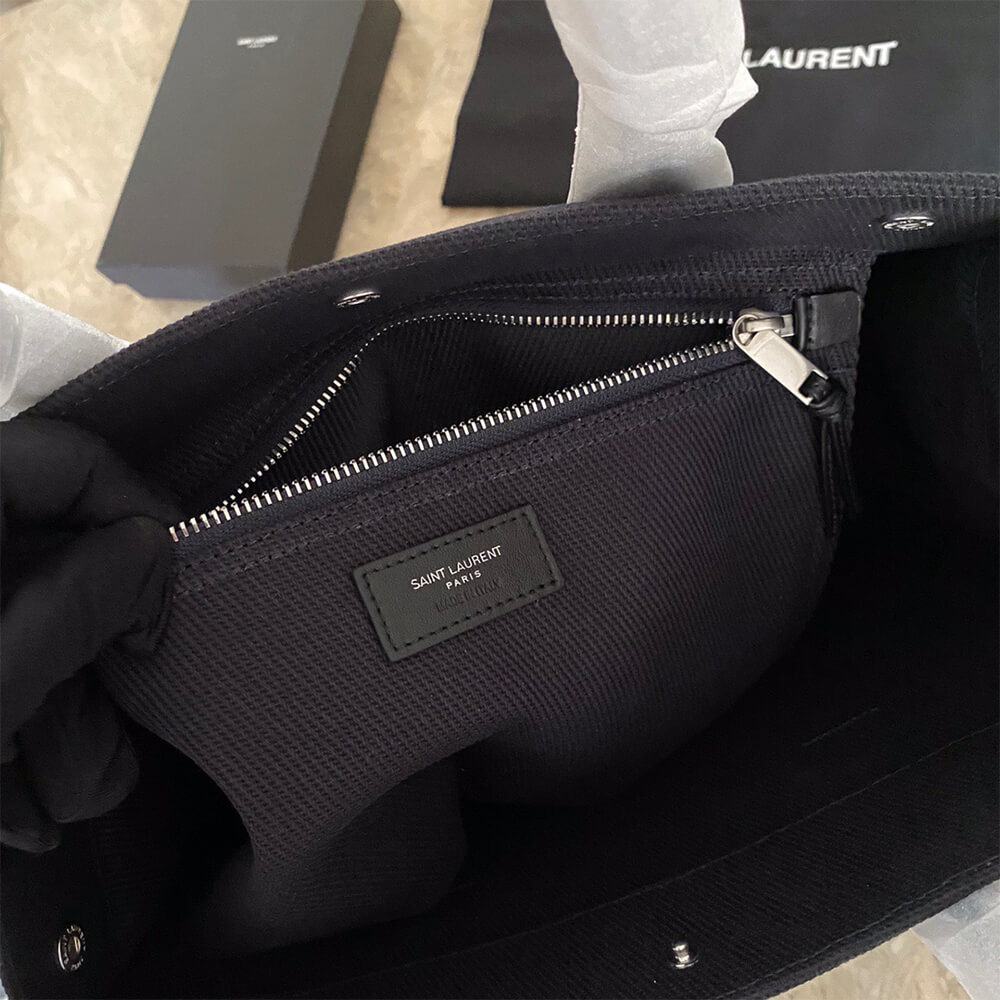 YSL Rive Gauche North/South Tote Bag in Printed Canvas and Leather - Replica Luxury Bags™