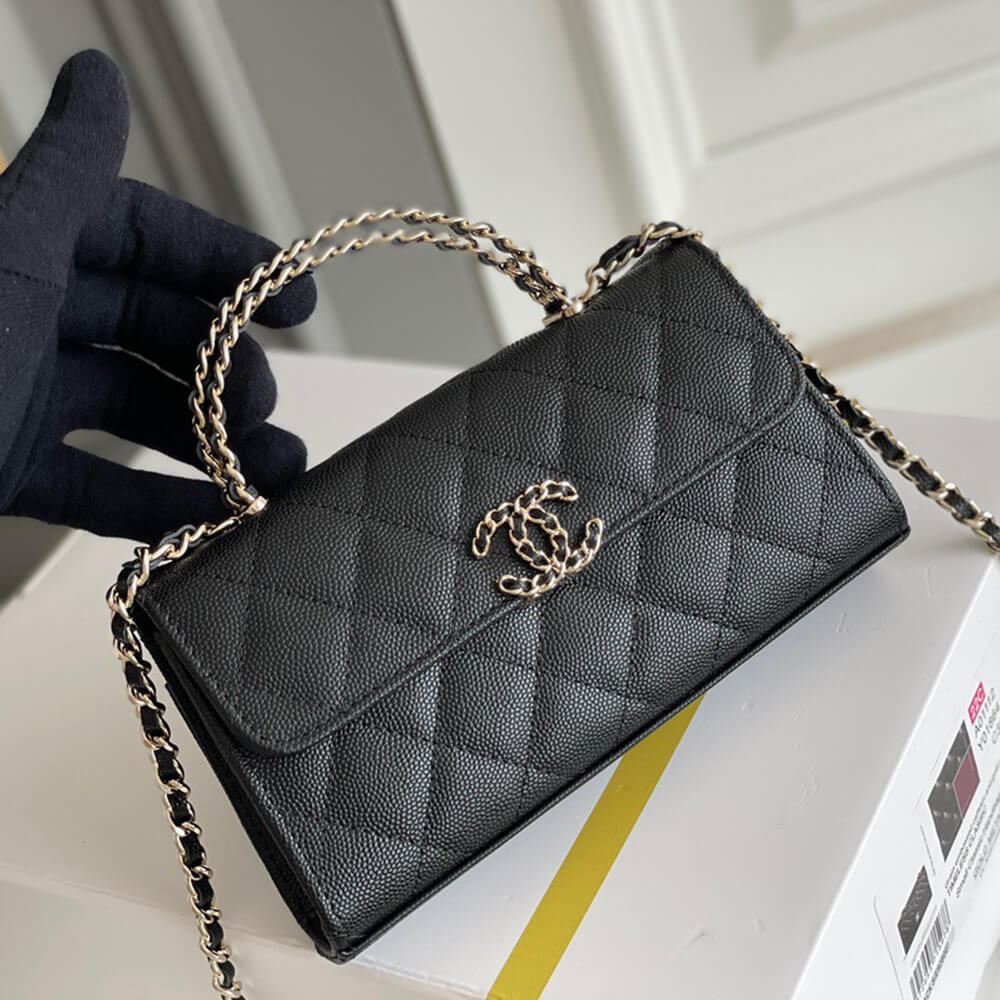 Chanel Flap Bag Phone Holder with Chain and Top Handle - Replica Luxury Bags™