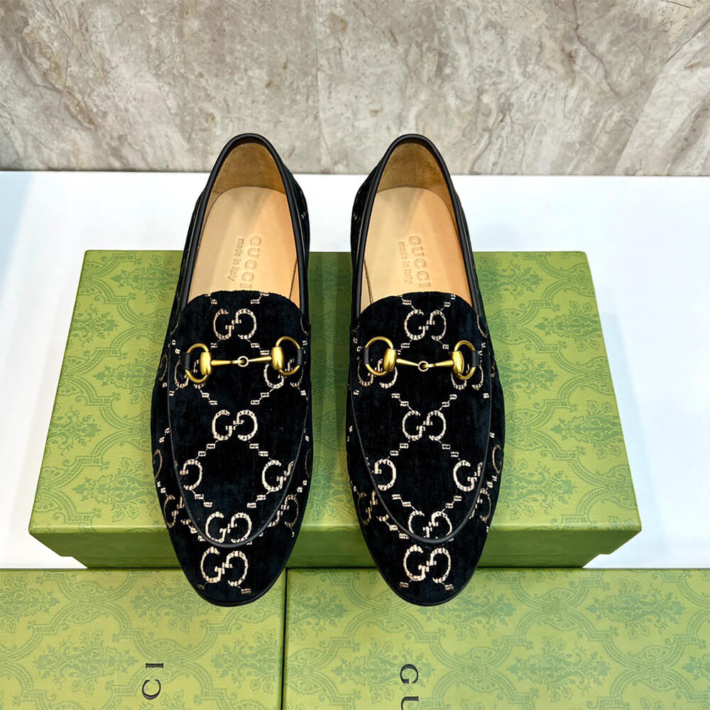 Gucci Velvet Men Loafers Shoes - Replica Luxury Bags™