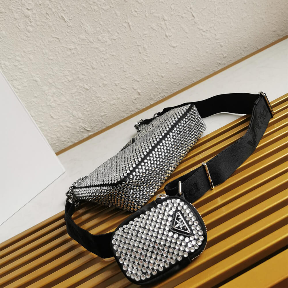 Prada Re-Edition 2005 Satin Bag with Crystals - Replica Luxury Bags™