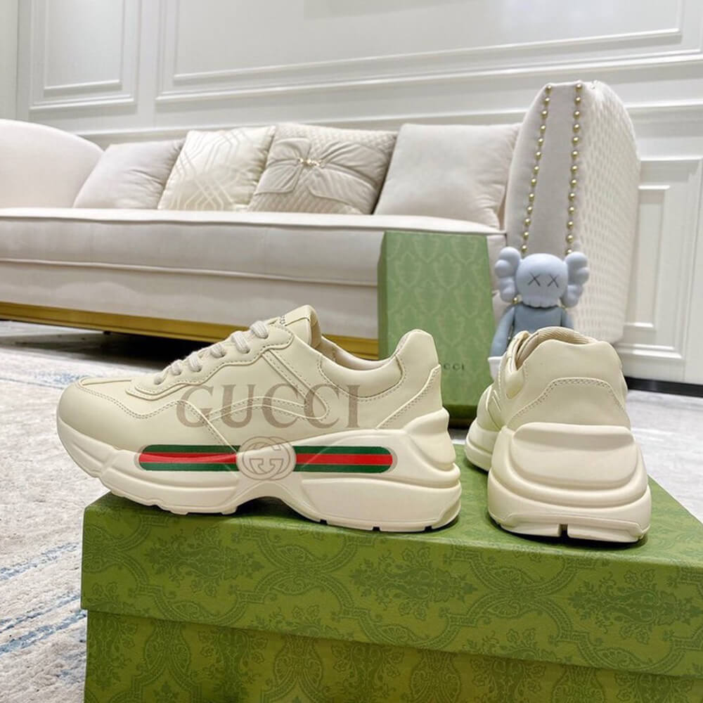 Rhyton Gucci logo leather sneaker Shoes - Replica Luxury Bags™