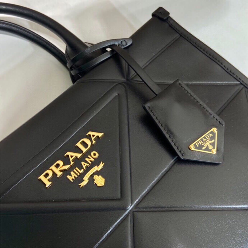 Prada Small Leather Prada Symbole Bag with Topstitching - Replica Luxury Bags™